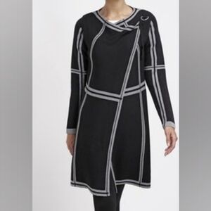 Elegant Black Cardican With Gray Stripes Size 40 EU